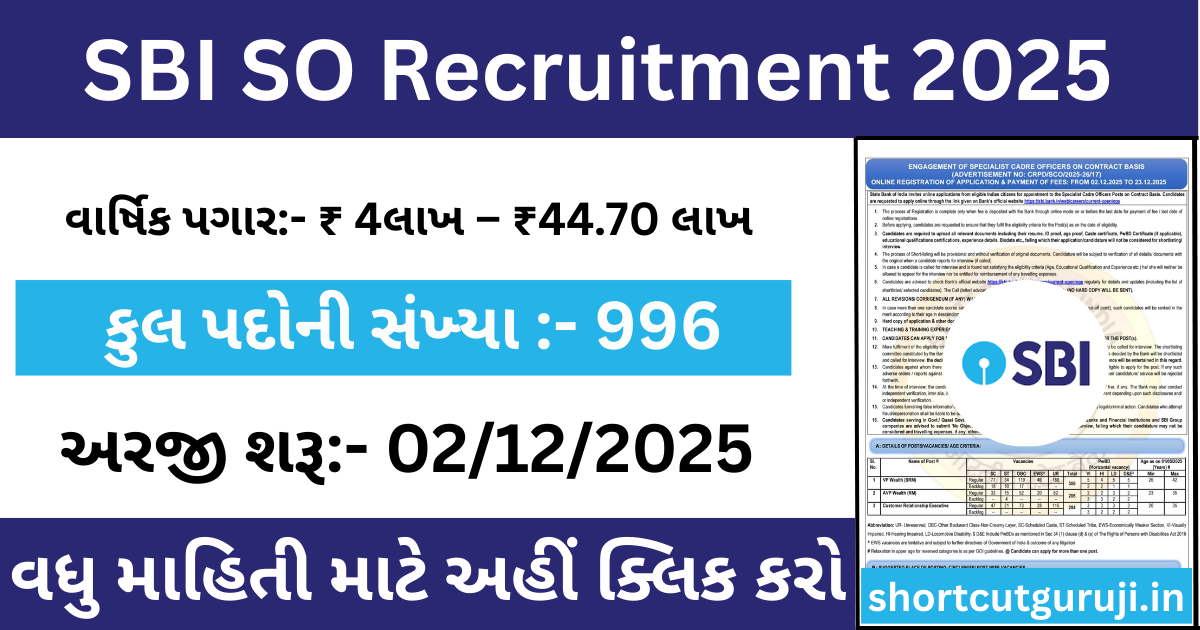 State Bank of India SO Recruitment 2025
