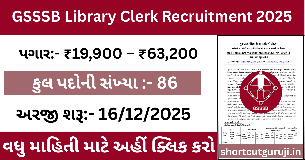 GSSSB Library Clerk Recruitment 2025